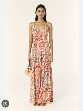 ba&sh Pink Floral Medallion Slip Maxi Dress